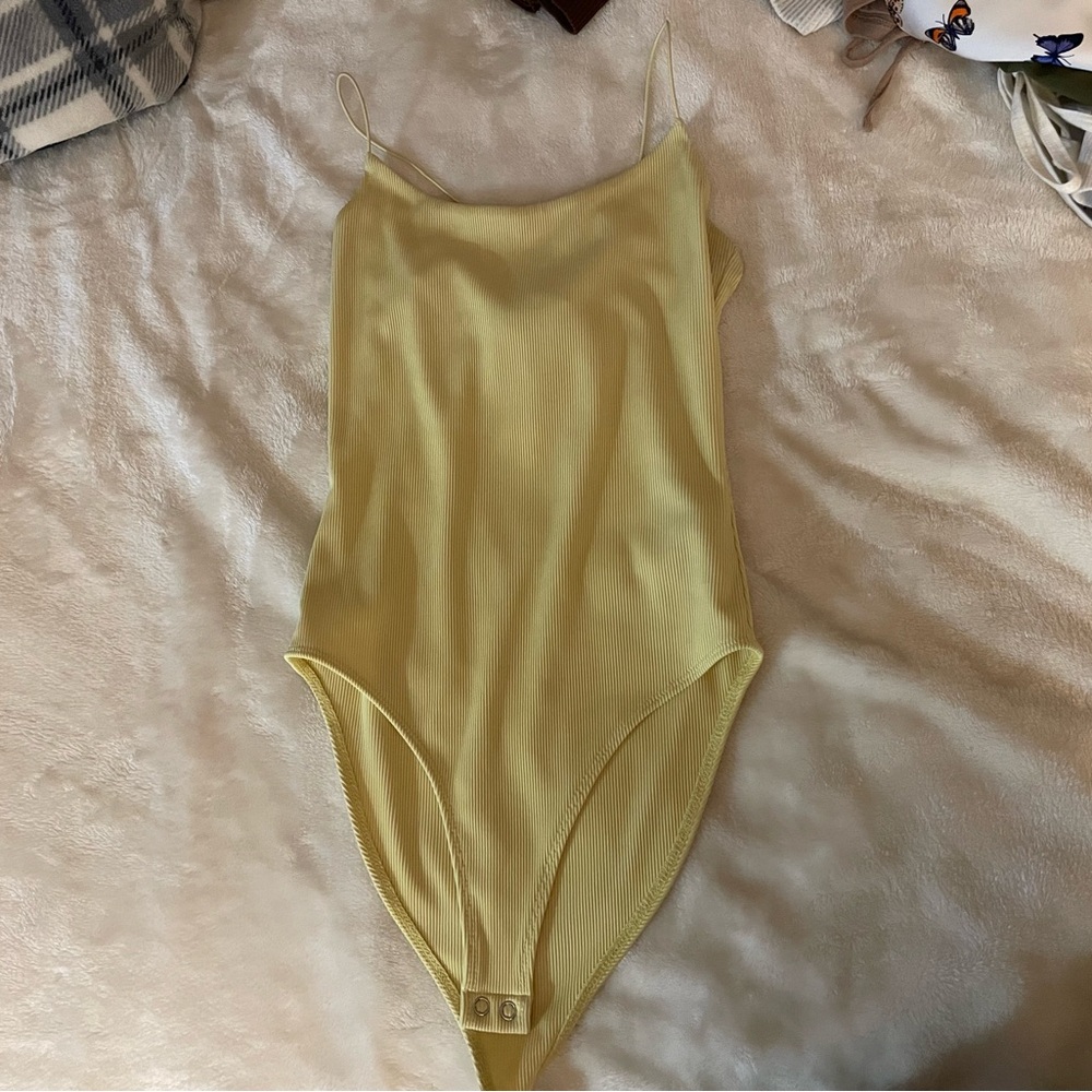 Forever 21 Yellow Button Tank Top Bodysuit